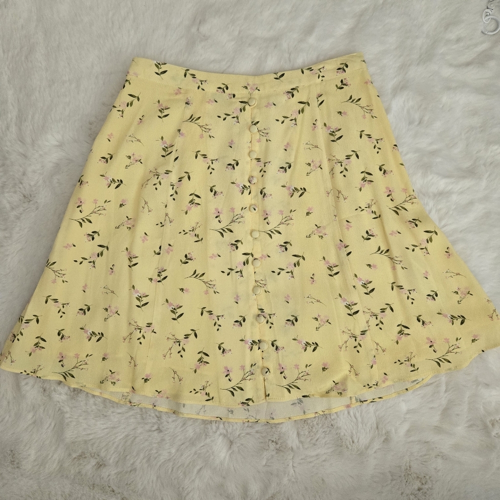 Ever New Yellow Cream Mini A-line Skirt